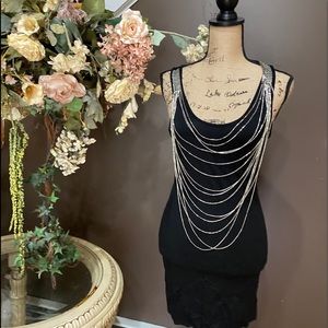 Forever 21 body con embellished dress black small